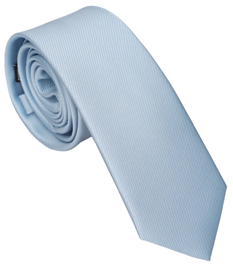 ZENXUS Solid Skinny Ties for Men, 2.5 inch Slim Dusty Blue Necktie - Image 1